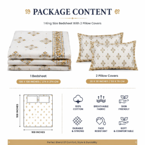 Cotton Double Bedsheet - Bagru Print